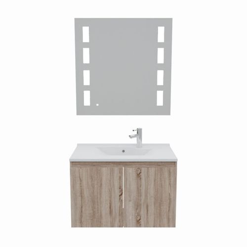 Meuble Proline 80 Cm Avec Plan Vasque Et Miroir Prestige- Bois- Résine