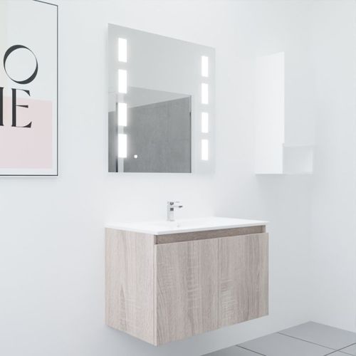 Meuble Proline 80 Cm Avec Plan Vasque Et Miroir Prestige- Bois- Résine