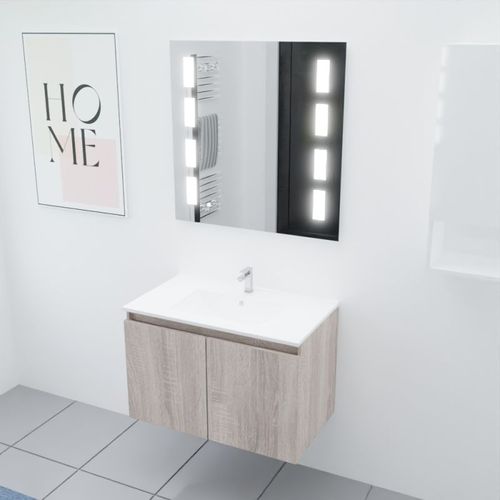 Meuble Proline 80 Cm Avec Plan Vasque Et Miroir Prestige- Bois- Résine
