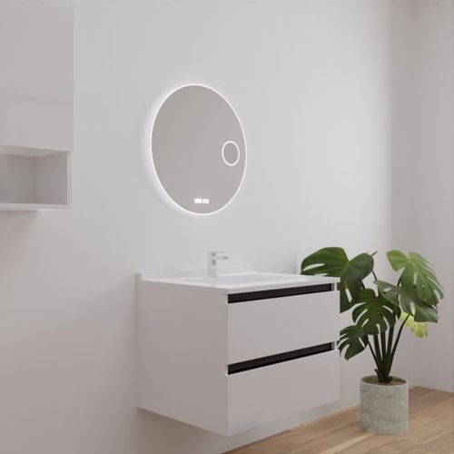 Meuble Salle De Bain Arlequin 70 Cm Avec Miroir Rondinara Blanc/Noir