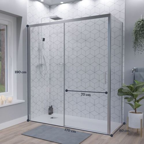 Porte De Douche D'angle Avec Paroi Coulissante Nerina Access - 170x80 Cm
