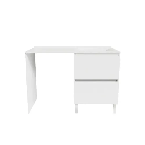 Meuble Pour Lave-linge Idea, Plan Vasque Déportée 124 Cm X 65 Cm- Blanc- Vasque à Droite