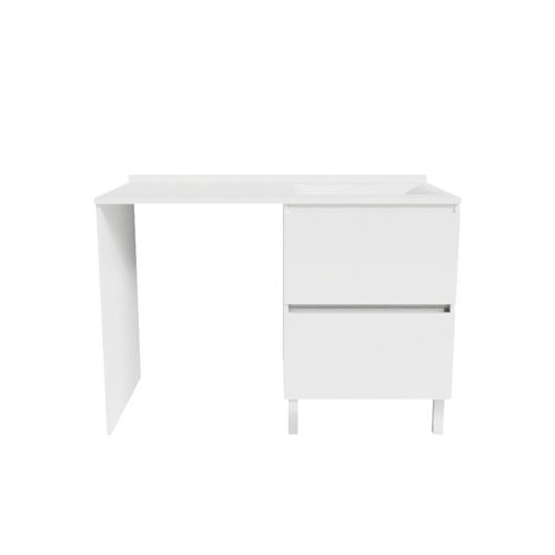 Meuble Pour Lave-linge Idea, Plan Vasque Déportée 124 Cm X 65 Cm- Blanc- Vasque à Droite
