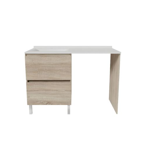 Meuble Pour Lave-linge Idea, Plan Vasque Déportée 124 Cm X 65 Cm- Bois- Vasque à Gauche