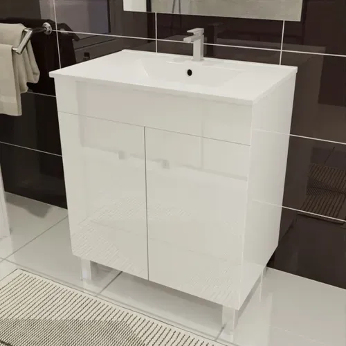 Meuble Salle De Bain Sur Pieds Ecoline 70 Cm - Blanc