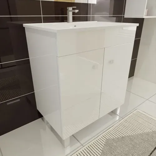 Meuble Salle De Bain Sur Pieds Ecoline 70 Cm - Blanc