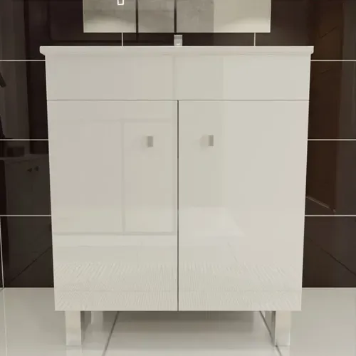 Meuble Salle De Bain Sur Pieds Ecoline 70 Cm - Blanc