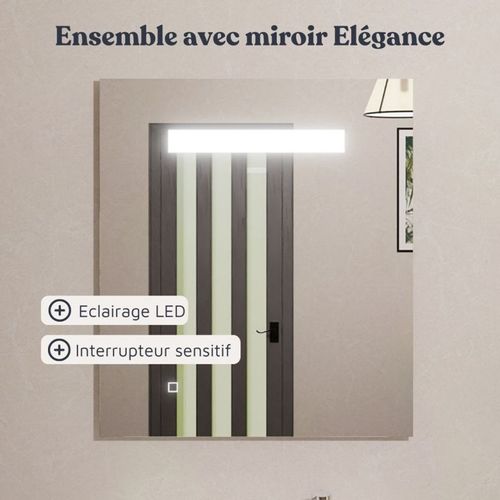 Meuble Ecoline 60 Cm Avec Plan Vasque Et Miroir Elégance Ht80 - Blanc