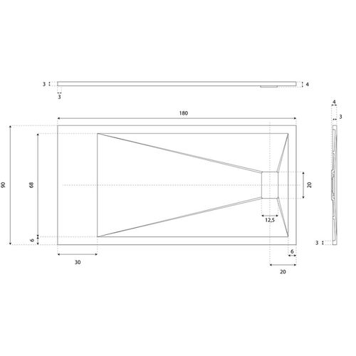Receveur De Douche 180x90 Cm Extra Plat - Saphir- Blanc