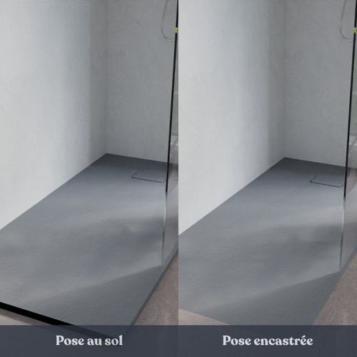 Receveur De Douche 170x80 Cm Extra Plat - Saphir- Gris Ciment