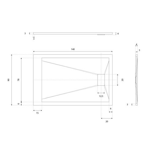 Receveur De Douche 140x90 Cm Extra Plat - Saphir- Gris Anthracite