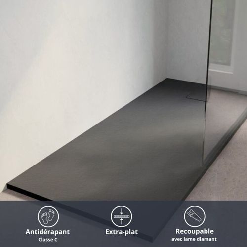 Receveur De Douche 170x80 Cm Extra Plat - Saphir- Gris Anthracite