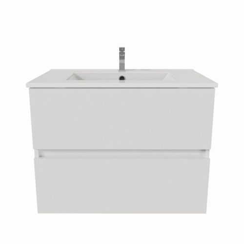 Meuble Salle De Bain Suspendu 70 Cm Rosaly- Blanc- Céramique