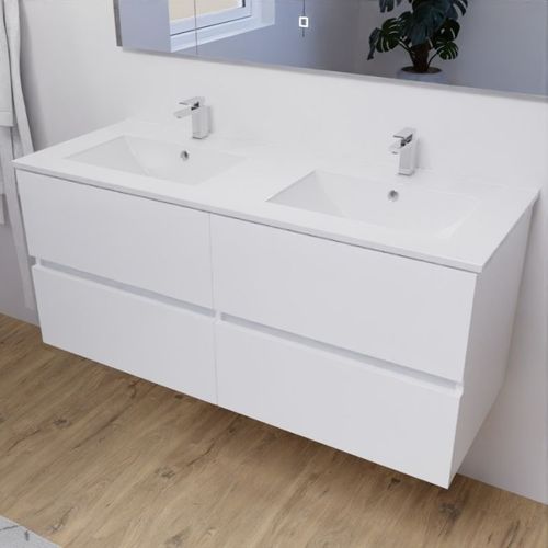 Meuble Double Vasque 120 Cm Rosaly- Blanc- Céramique