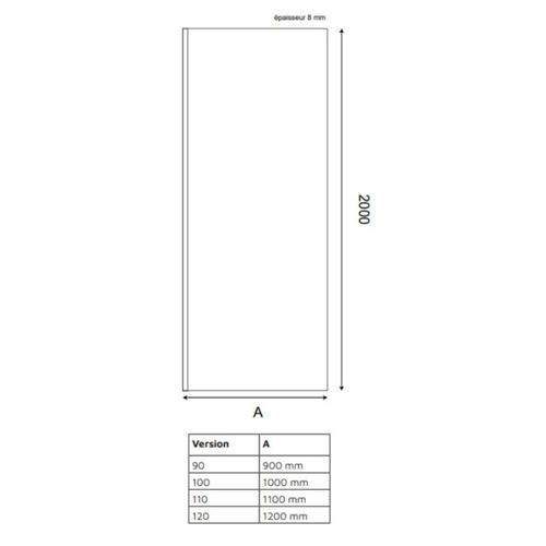 Paroi De Douche Fixe Dorée 110 Cm X 200 Cm Goldy - Verre 8 Mm