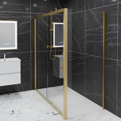 Paroi De Douche D'angle Porte Coulissante + Retour Fixe Goldy 170 Cm X 90 Cm