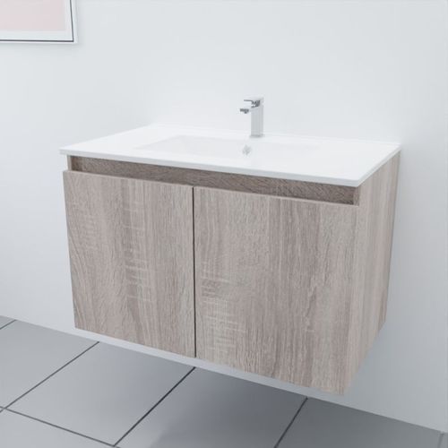 Meuble Salle De Bain Suspendu 80 Cm Proline- Bois- Céramique