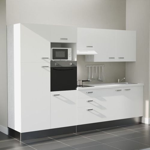 Kitchenette K46l-pt - 300 Cm-façade Blanc-plan Blanc-evier Inox ...