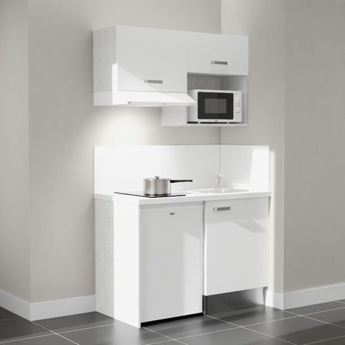Kitchenette K02l-pt - 120 Cm-façade Blanc-plan Blanc-evier Inox ...