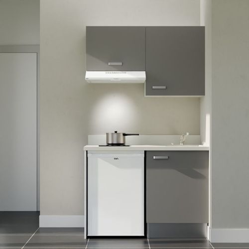 Kitchenette K01 - Gris - Plan Monobloc Snova évier à Droite - Electroménager Blanc Inclus