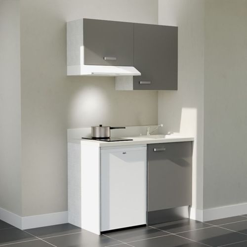 Kitchenette K01 - Gris - Plan Monobloc Snova évier à Droite - Electroménager Blanc Inclus