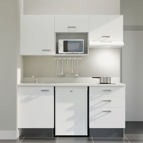 Kitchenette K20 - Blanc - Plan Monobloc Snova évier à Gauche - Electroménager Blanc Inclus