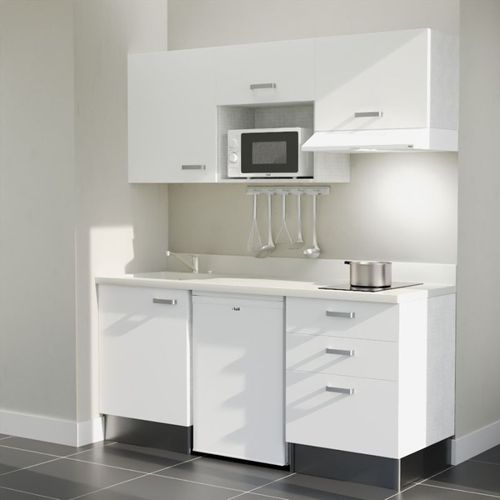 Kitchenette K20 - Blanc - Plan Monobloc Snova évier à Gauche - Electroménager Blanc Inclus