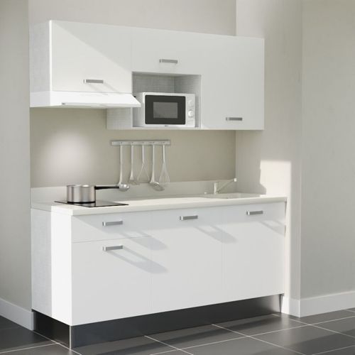 Kitchenette K30 - Blanc - Plan Monobloc Snova évier à Droite - Electroménager Blanc Inclus