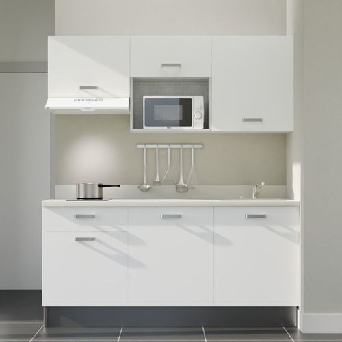 Kitchenette K30 - Blanc - Plan Monobloc Snova évier à Droite - Electroménager Blanc Inclus