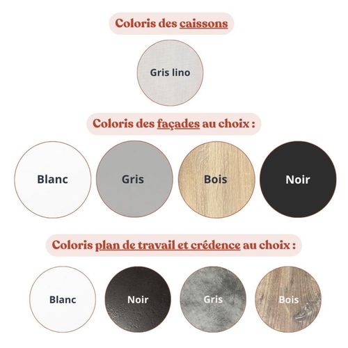 Kitchenette K02 - Façades : Blanc - Plan Travail : Gris Béton - Crédences : Non - électro : Blanc