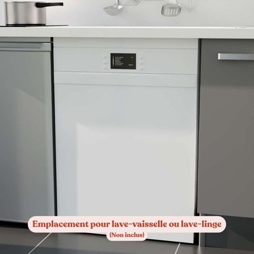Kitchenette K55 - Façades : Gris - Plan Travail : Gris Béton - Crédences : Non - électro : Blanc