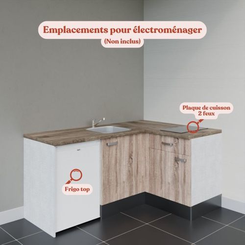 Kitchenette Ka01 - Bois - Plan Stratifié Bois - Crédences : Non - Evier