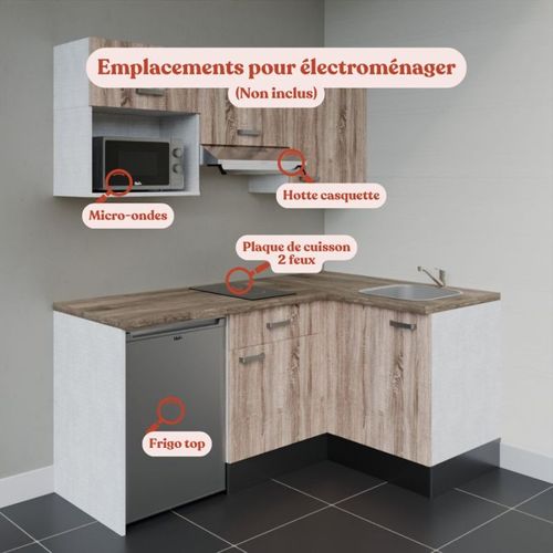 Kitchenette Ka03 - Bois - Plan Stratifié Bois - Crédences : Non - Evier