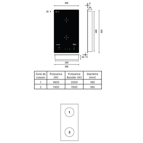 Plan Monobloc évier à Gauche 180 Cm - Snova - Plaque De Cuisson : Vitrocéramique