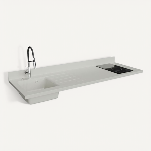 Plan Monobloc évier à Gauche 180 Cm - Snova - Plaque De Cuisson : Vitrocéramique