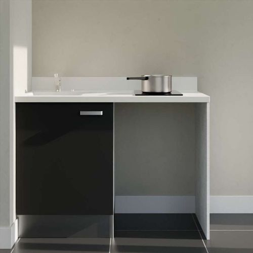 Kitchenette K08 - Noir - Plan Monobloc Snova évier à Gauche