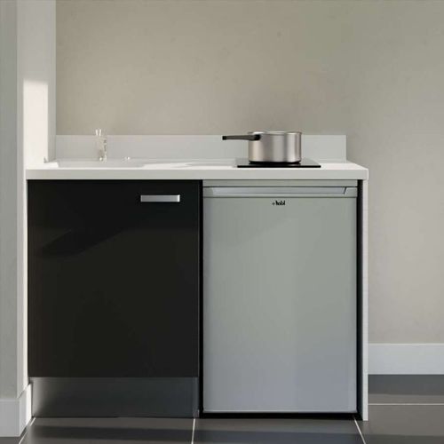 Kitchenette K08 - Noir - Plan Monobloc Snova évier à Gauche