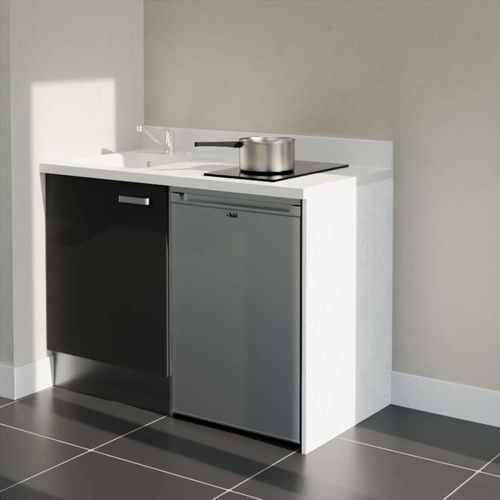 Kitchenette K08 - Noir - Plan Monobloc Snova évier à Gauche