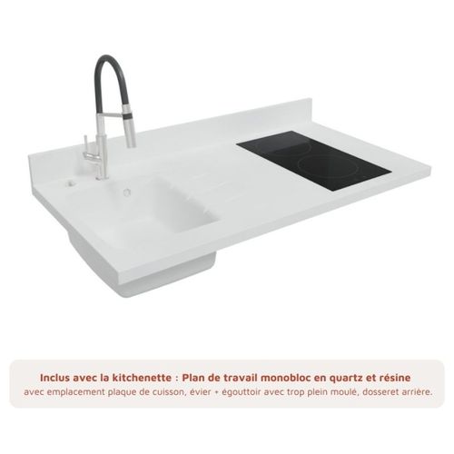 Kitchenette K08 - Noir - Plan Monobloc Snova évier à Gauche