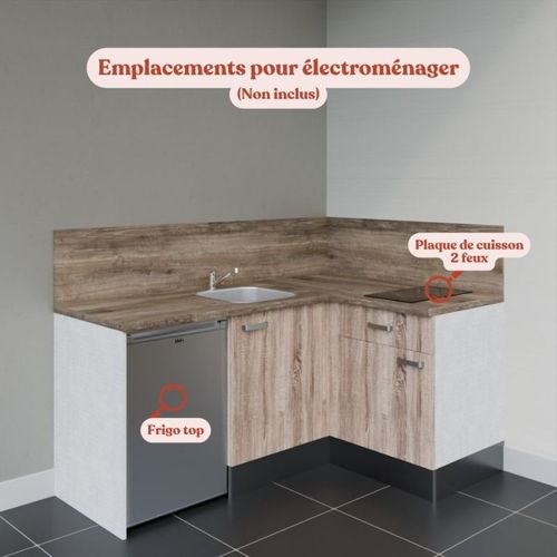 Kitchenette Ka01 - Bois - Plan Stratifié Bois - Crédences : Oui - Evier