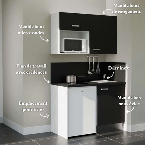 Kitchenette K07l-pt - 120 Cm Avec Plan De Travail Et évier