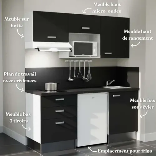 Kitchenette K20l-pt - 180 Cm Avec Plan De Travail Et évier