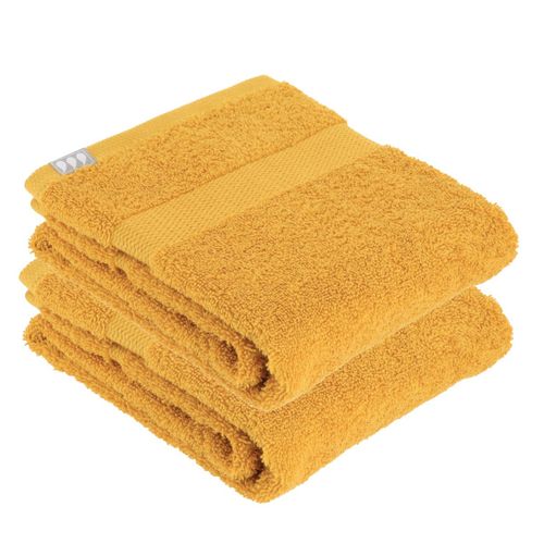 Lot 10 Serviettes Éponge 100% Coton Jaune - 4 Mains, 2 Bain, 2 Invités, 2 Gants, Très Absorbantes Et Douces