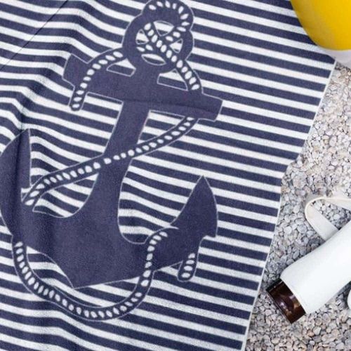 Serviette De Plage Marin 100 % Coton égyptien 450g/m² 90x170 Cm - Drap De Plage à Rayures Motif