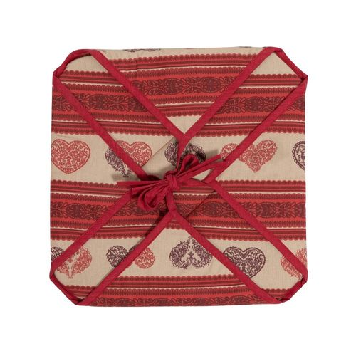 Lot De 6 Galettes De Chaise 38x38 Cm – Motif Cœur Rouge Esprit Montagne – Assise Confortable –