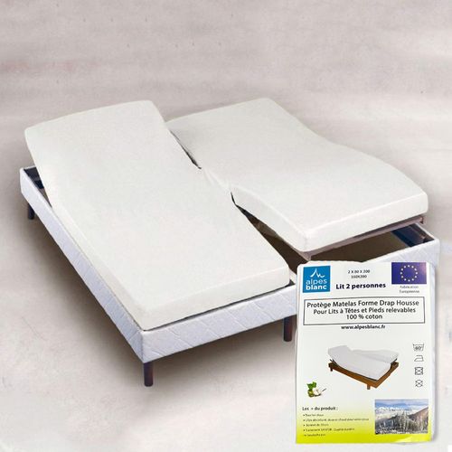 Protège Matelas 2x80x200 Coton 200g Tpr Lit électrique