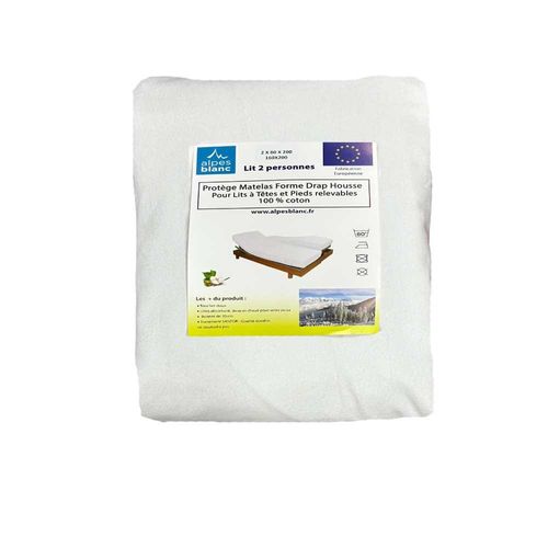 Protège Matelas 2x80x200 Coton 200g Tpr Lit électrique