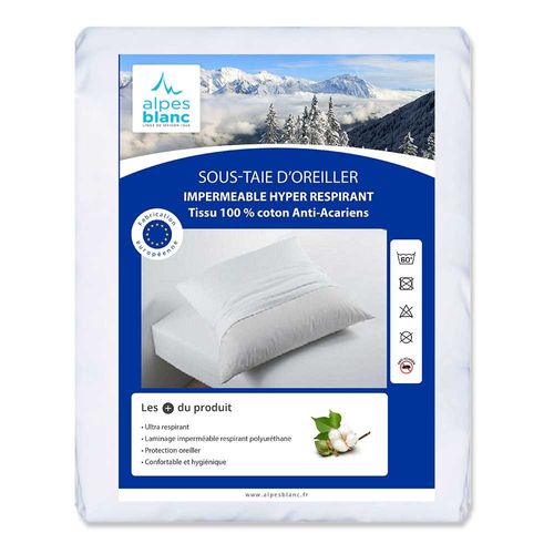 Sous-taie Protège Oreiller 50x70 Imperméable Anti Acariens Respira