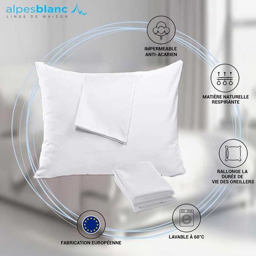 Sous-taie Protège Oreiller 50x70 Imperméable Anti Acariens Respira