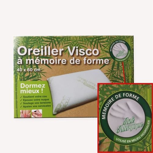 Lot De 2 Oreillers Carrés 60x60 Cm Mémoire De Forme Visco - Soutien Cervical, Anti-allergique,